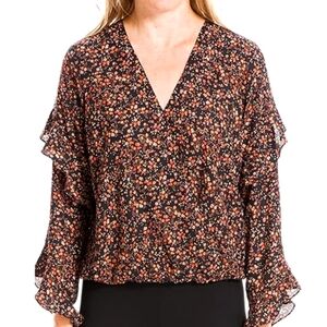 Max Studio Long Sleeve Faux Wrap Blouse XL